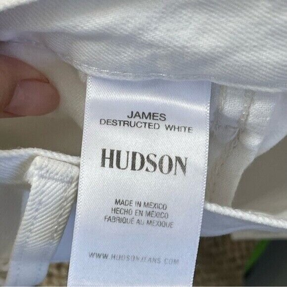 Hudson James High Rise Jeans Wide Leg Distressed White Size 25 - Picture 3 of 5